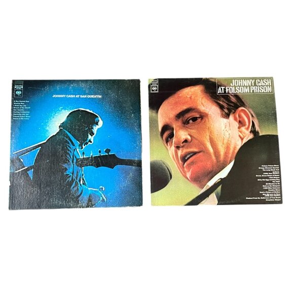 Vtg Johnny Cash 2-Album Bundle: Johnny Cash at San Quentin & at Folsom Prison - Picture 1 of 12